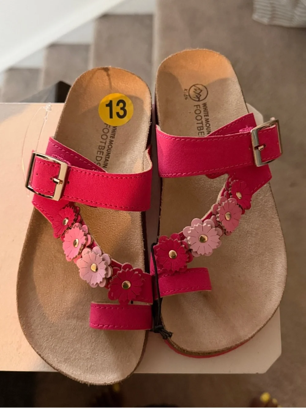 Girls' Pink Floral Strap Sandals